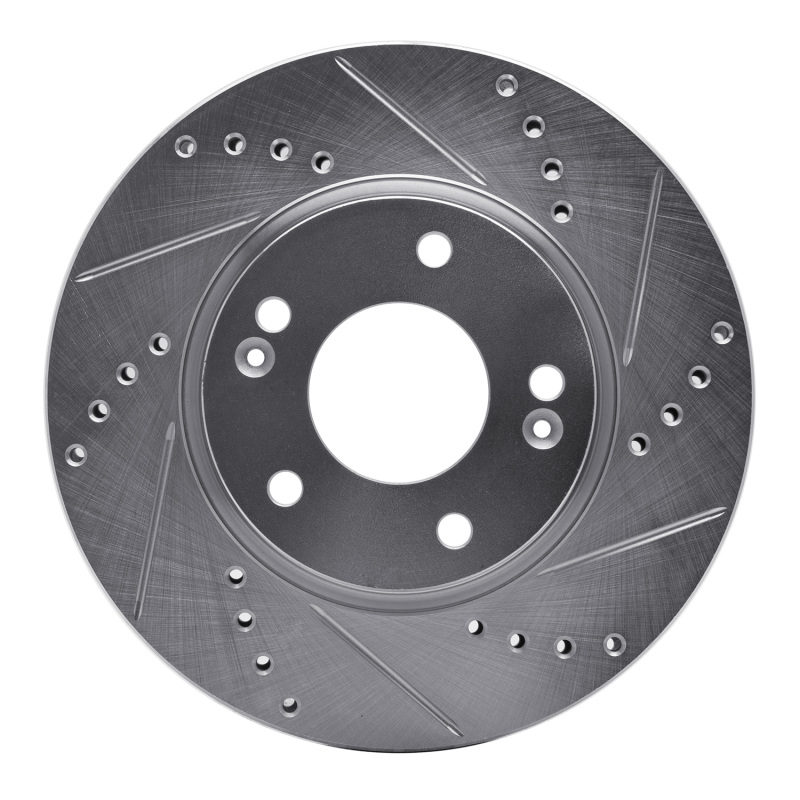 Hyundai Sonata Brake Rotor (1) - Front Right - R1 Concepts - Drilled & Slotted - Silver - `03-`13